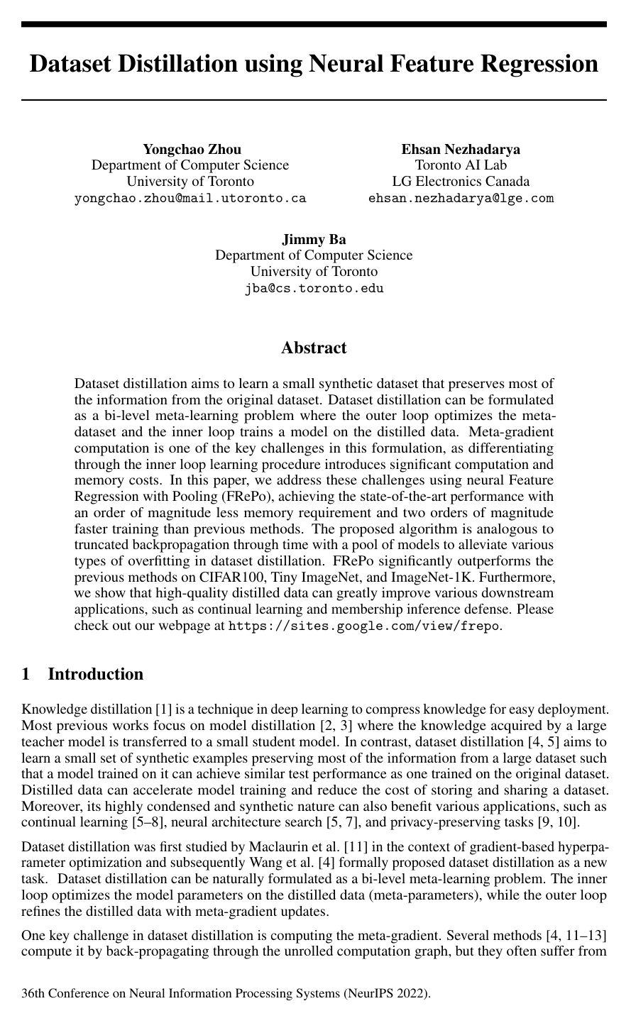 Dataset Distillation using Neural Feature Regression