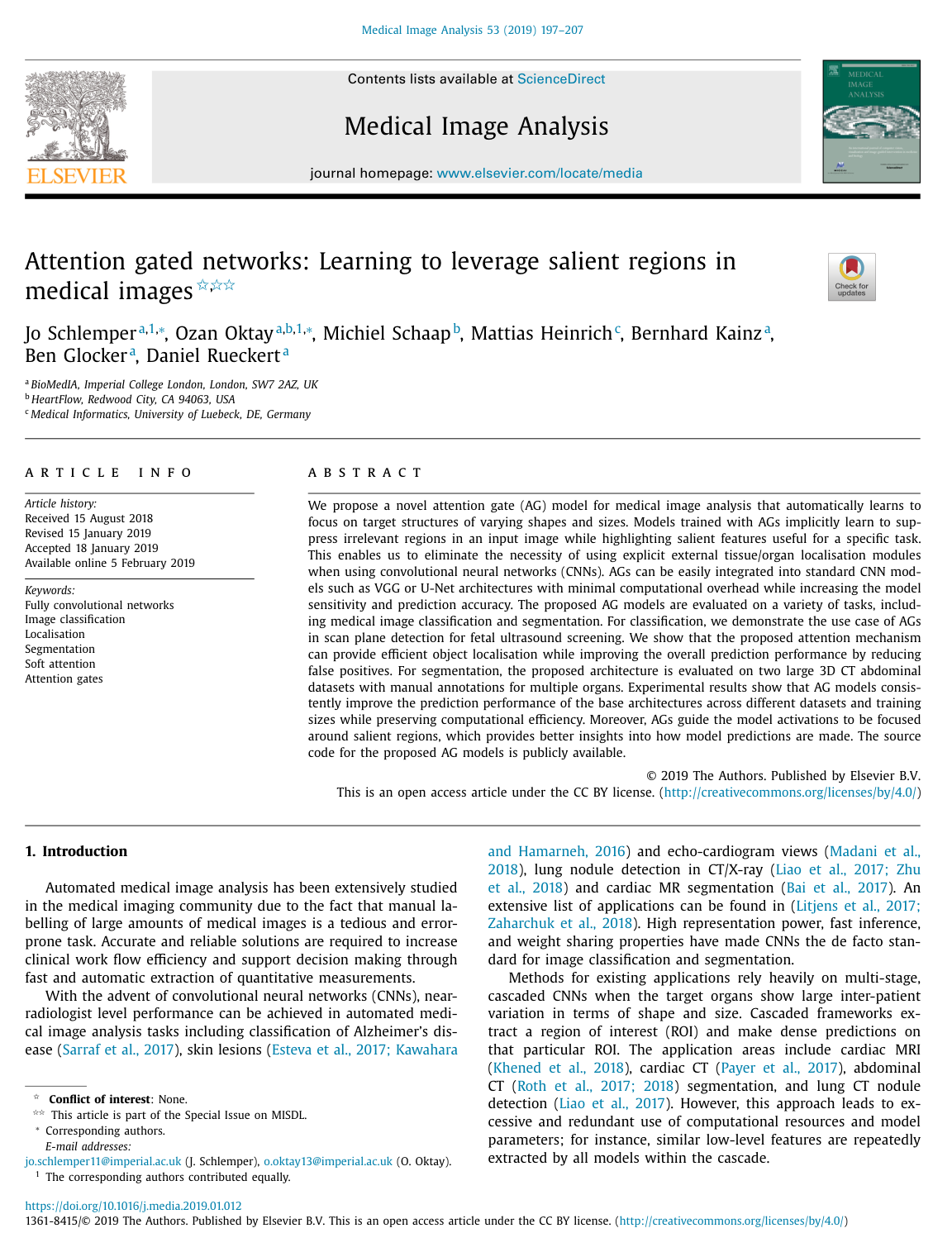 Cover for Attention Gated Networks: Learning to Leverage Salient Regions in Medical Images