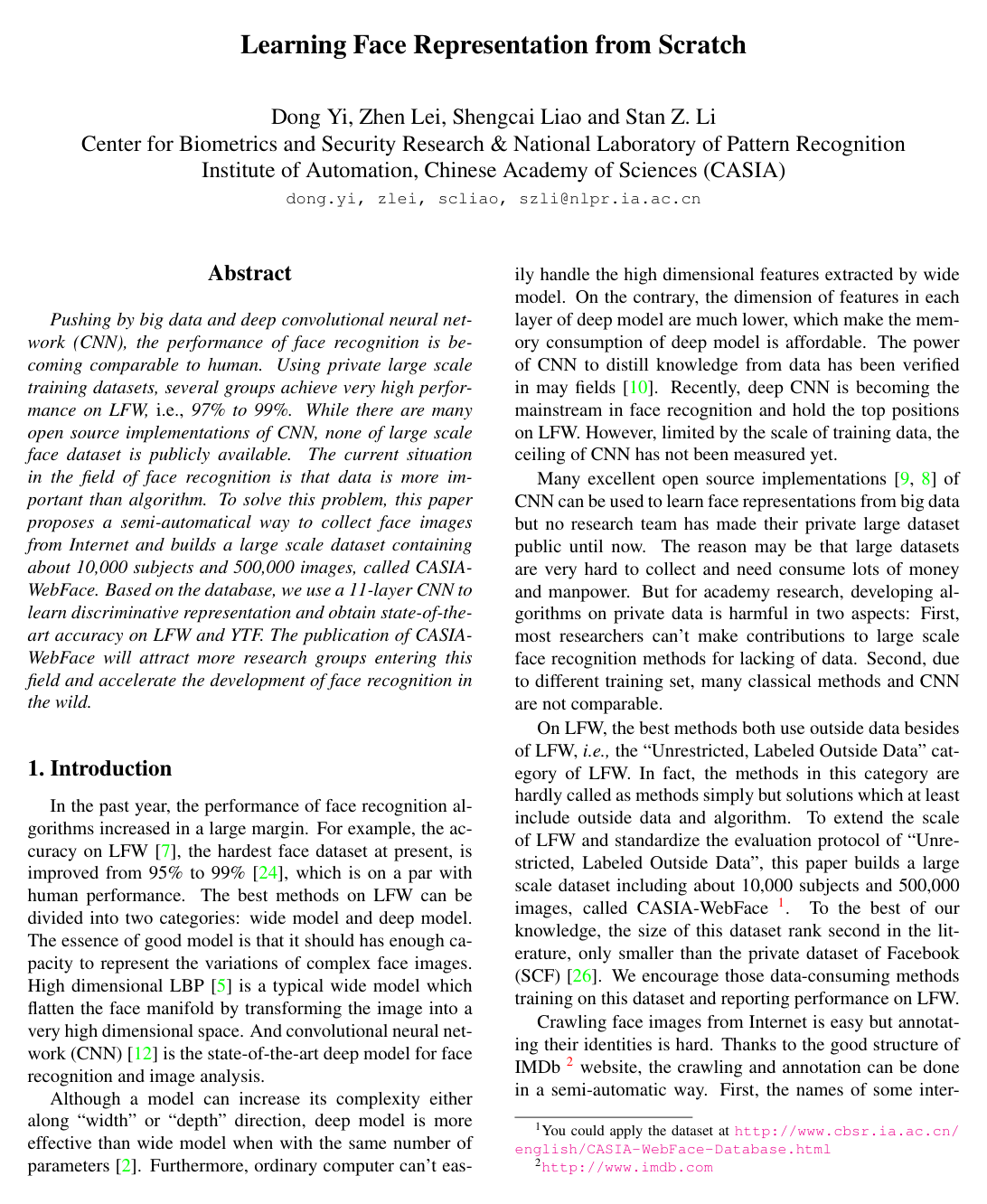 Cover for Learning Face Representation from Scratch