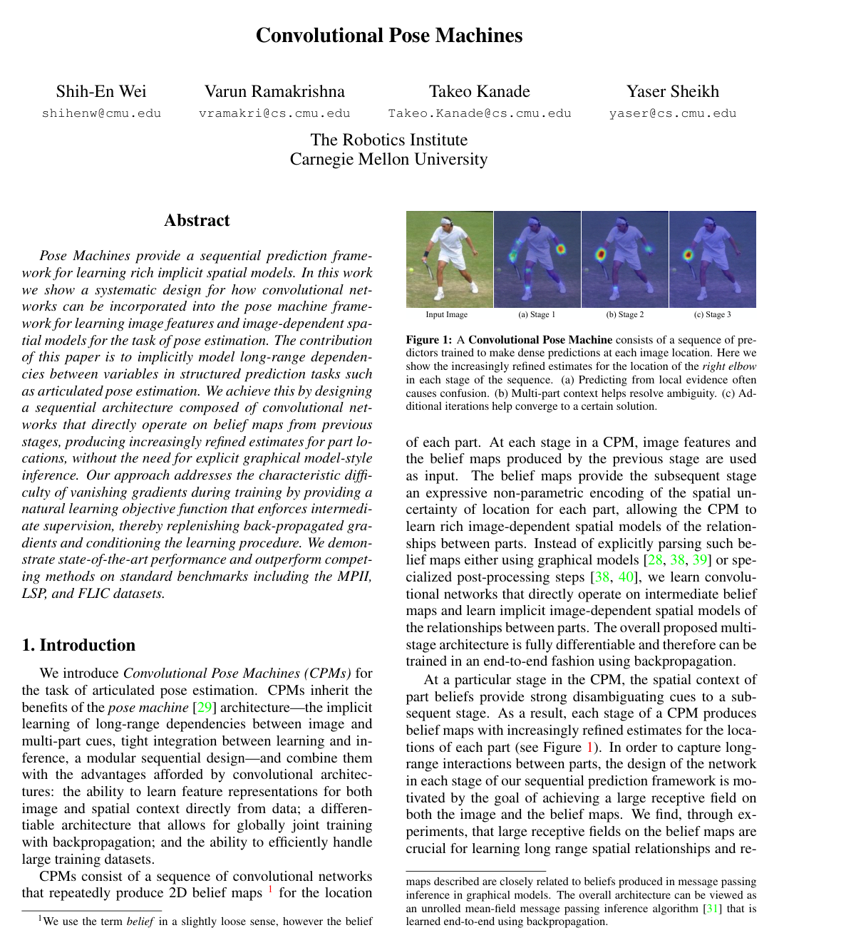Cover for Convolutional Pose Machines