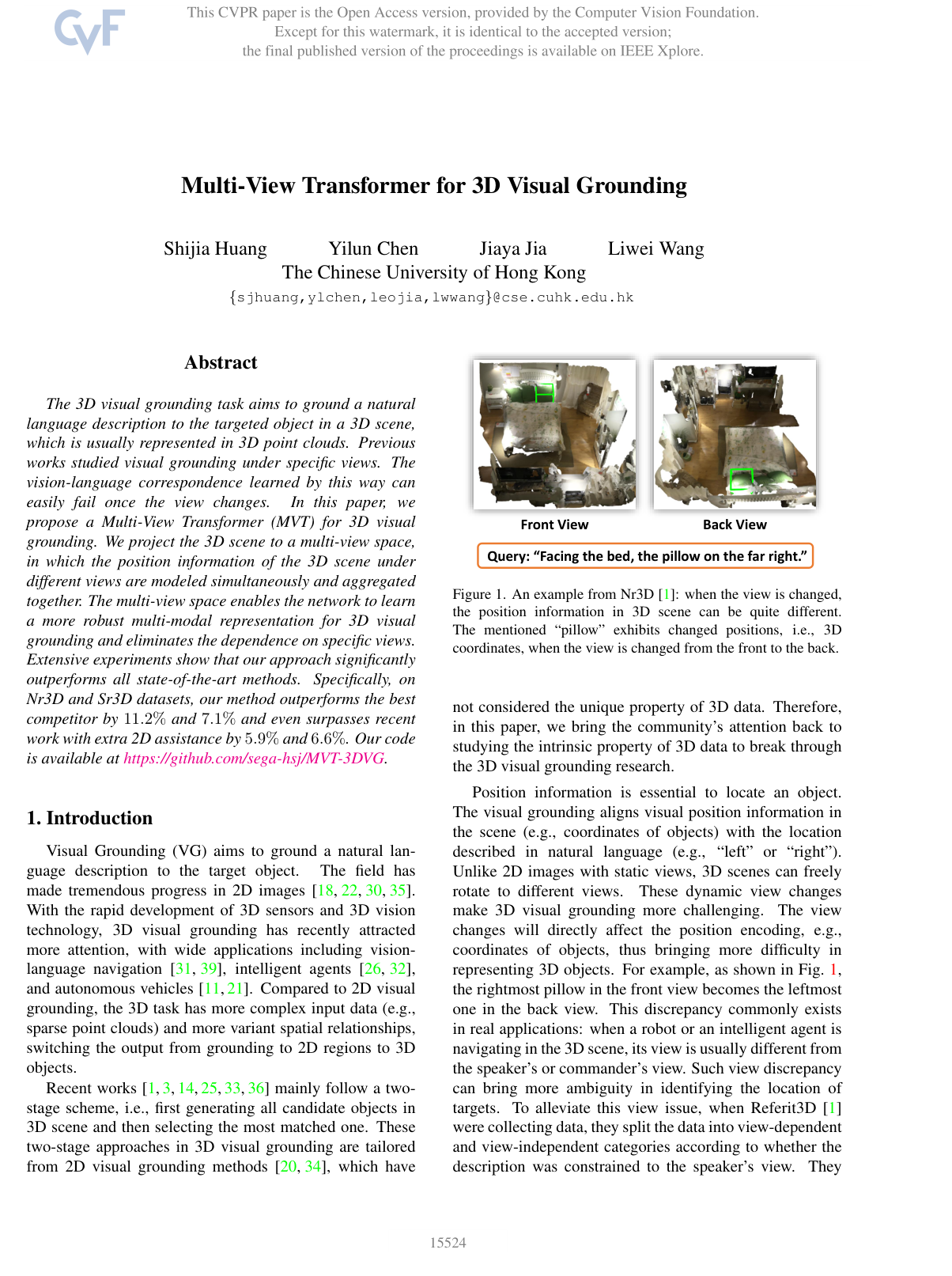 Cover for Multi-View Transformer for 3D Visual Grounding