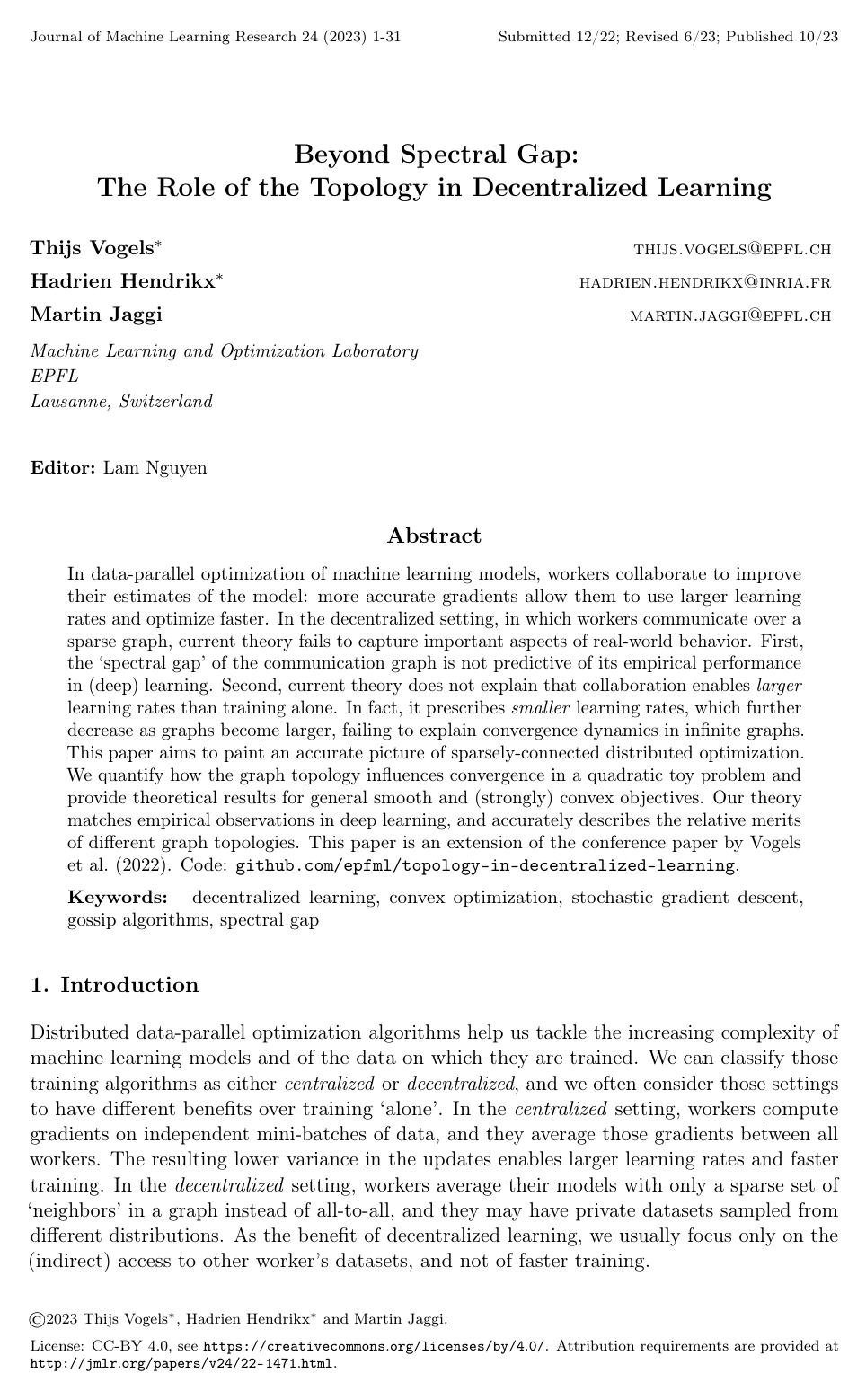 Beyond Spectral Gap: The Role of the Topology in Decentralized Learning