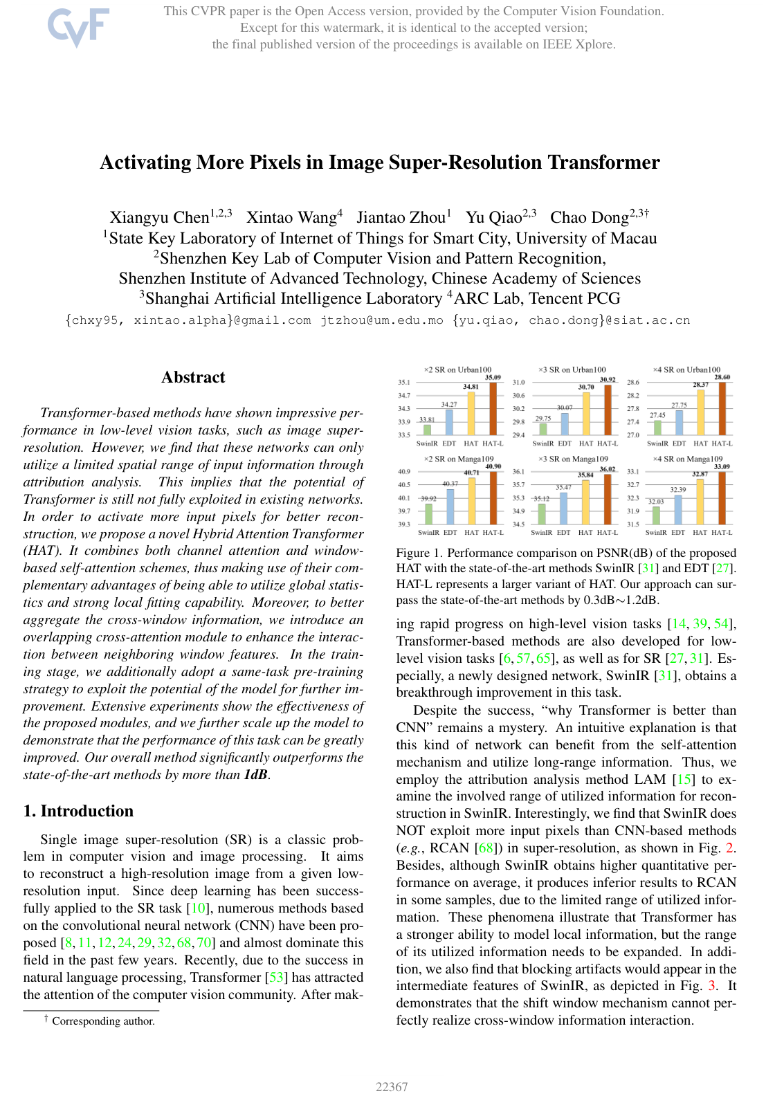 Activating More Pixels in Image Super-Resolution Transformer