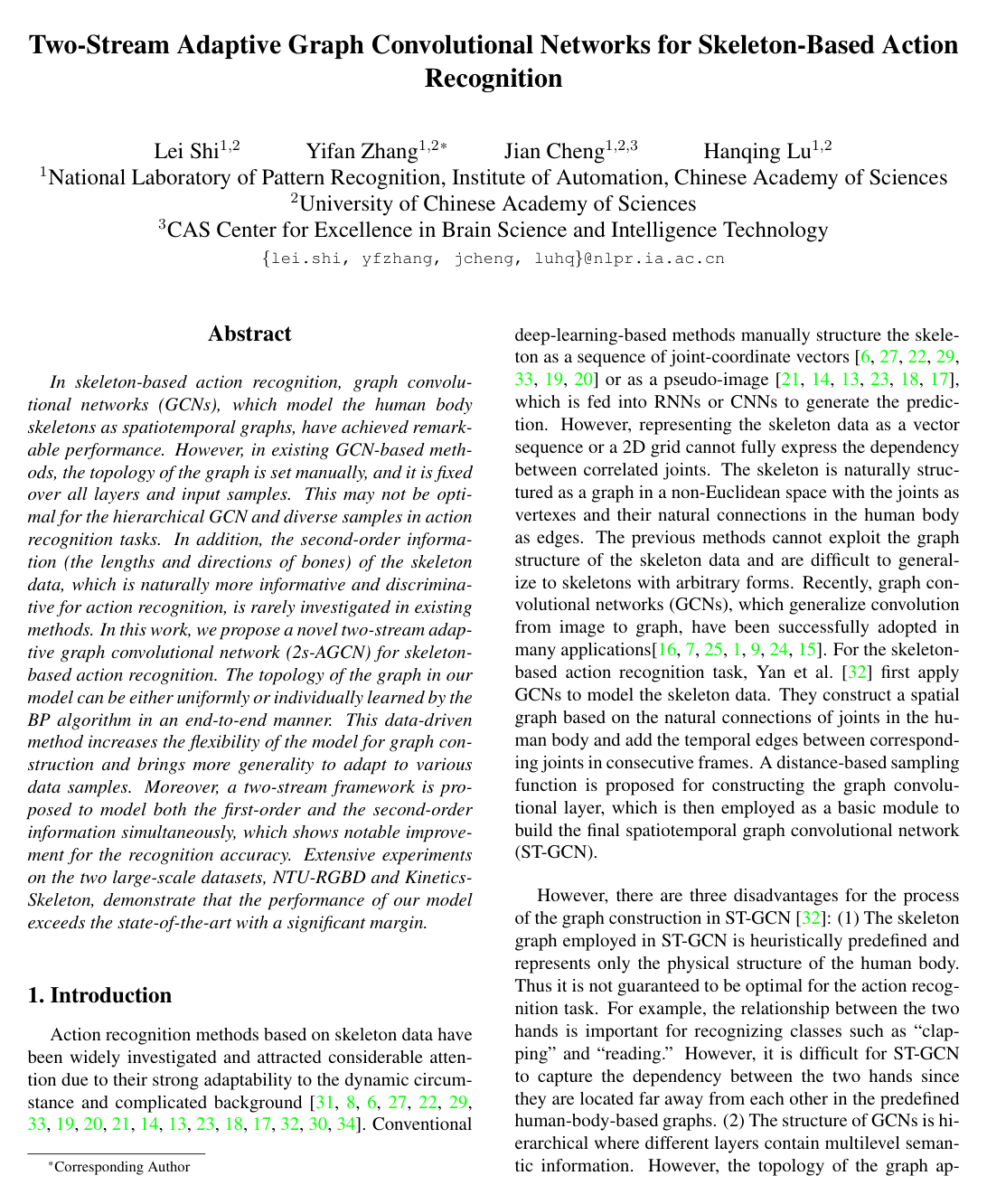 Cover for Two-Stream Adaptive Graph Convolutional Networks for Skeleton-Based Action Recognition