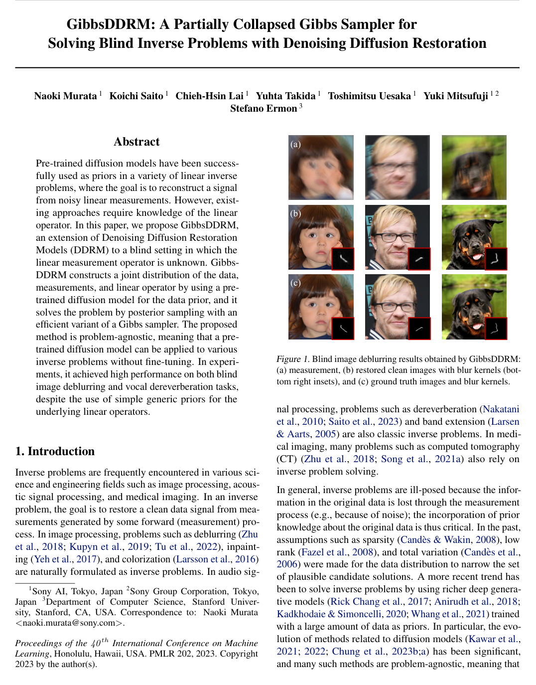 GibbsDDRM: A Partially Collapsed Gibbs Sampler for Solving Blind Inverse Problems with Denoising Diffusion Restoration