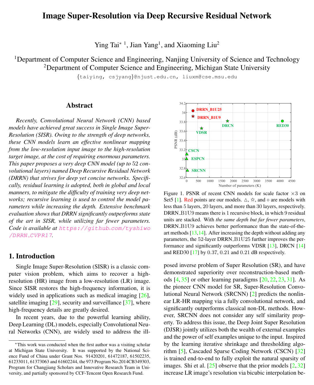 Image Super-Resolution via Deep Recursive Residual Network