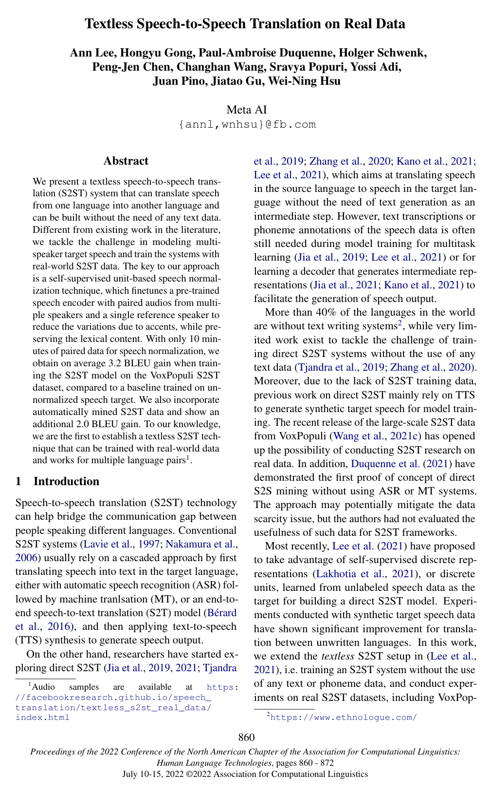 Cover for Textless Speech-to-Speech Translation on Real Data