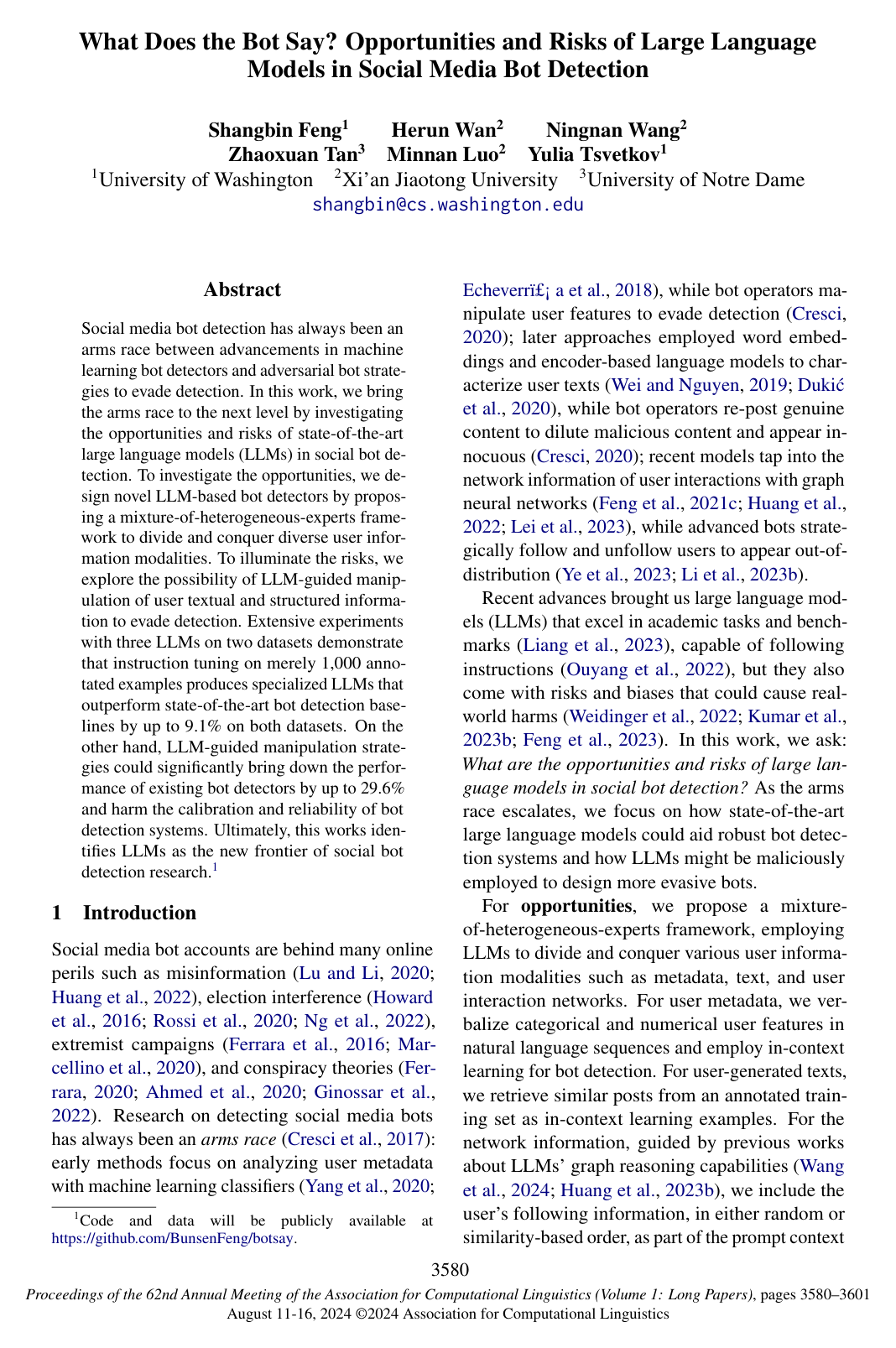 What Does the Bot Say? Opportunities and Risks of Large Language Models in Social Media Bot Detection