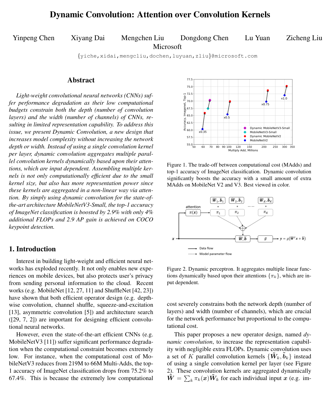 Dynamic Convolution: Attention Over Convolution Kernels
