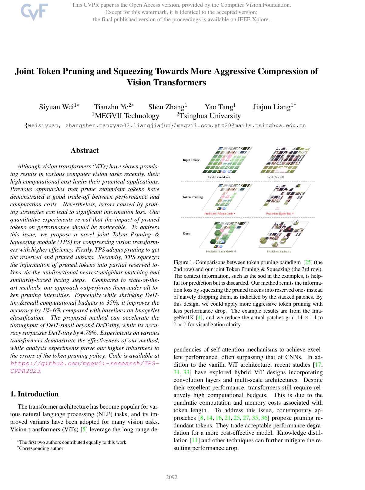 Cover for Joint Token Pruning and Squeezing Towards More Aggressive Compression of Vision Transformers