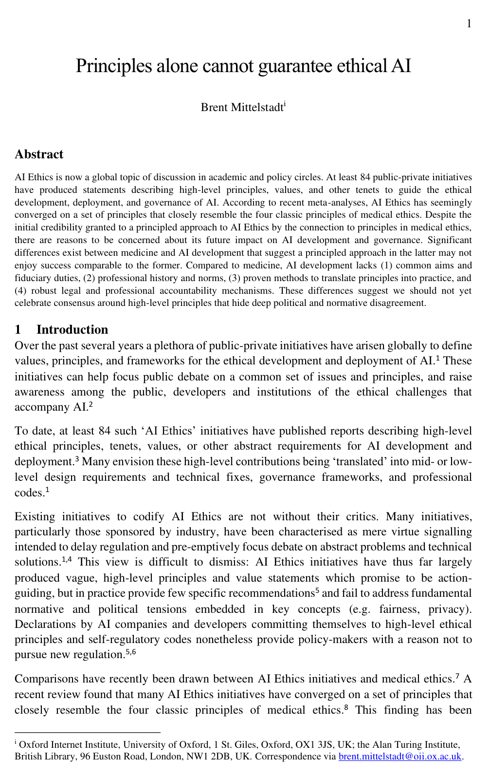 Cover for Principles alone cannot guarantee ethical AI