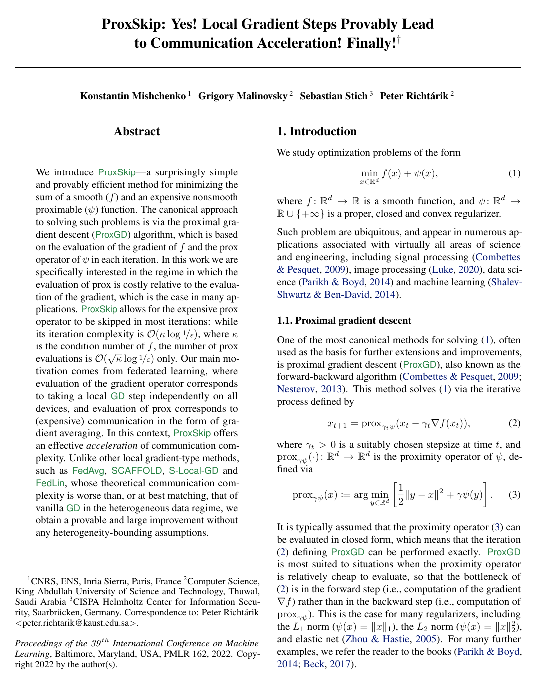 Cover for ProxSkip: Yes! Local Gradient Steps Provably Lead to Communication Acceleration! Finally!