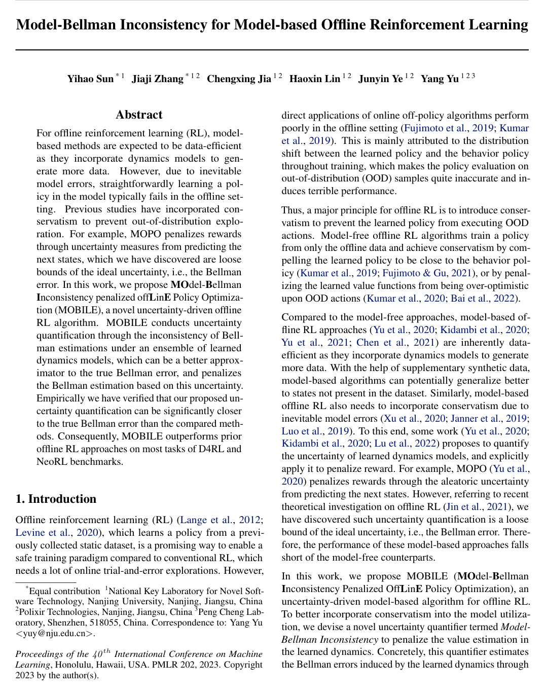 Model-Bellman Inconsistency for Model-based Offline Reinforcement Learning