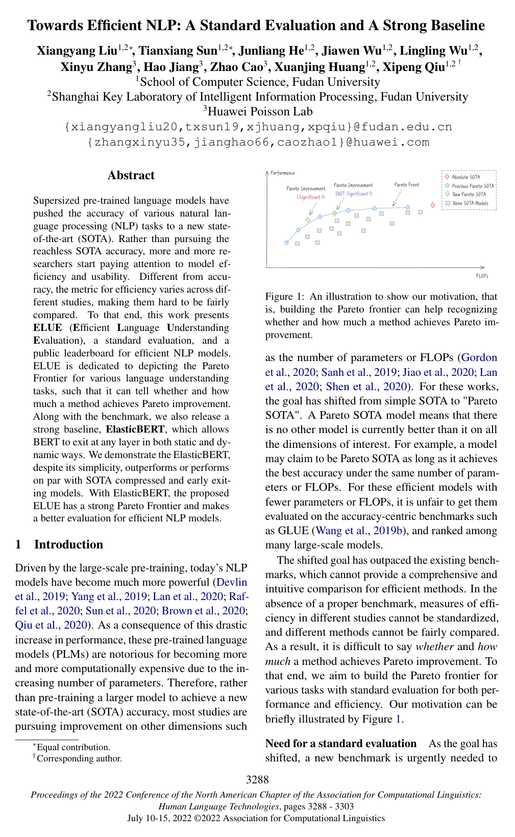 Towards Efficient NLP: A Standard Evaluation and A Strong Baseline