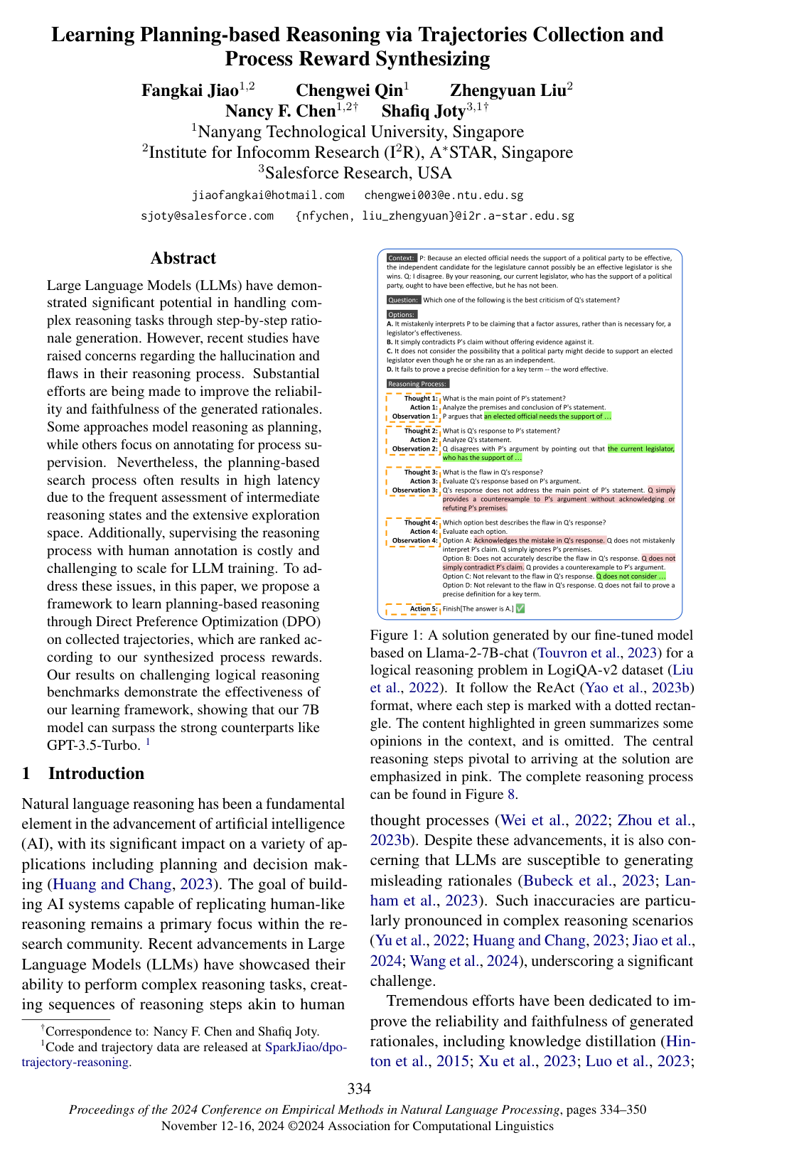 Learning Planning-based Reasoning by Trajectories Collection and Process Reward Synthesizing