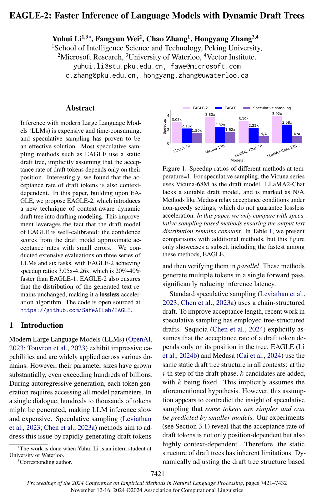 Cover for EAGLE-2: Faster Inference of Language Models with Dynamic Draft Trees
