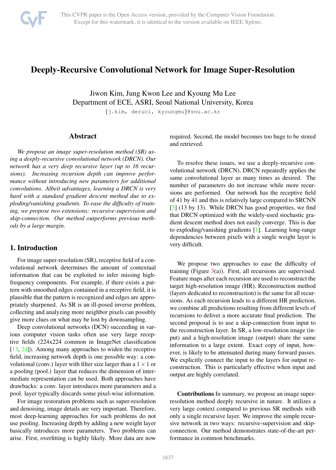 Cover for Deeply-Recursive Convolutional Network for Image Super-Resolution