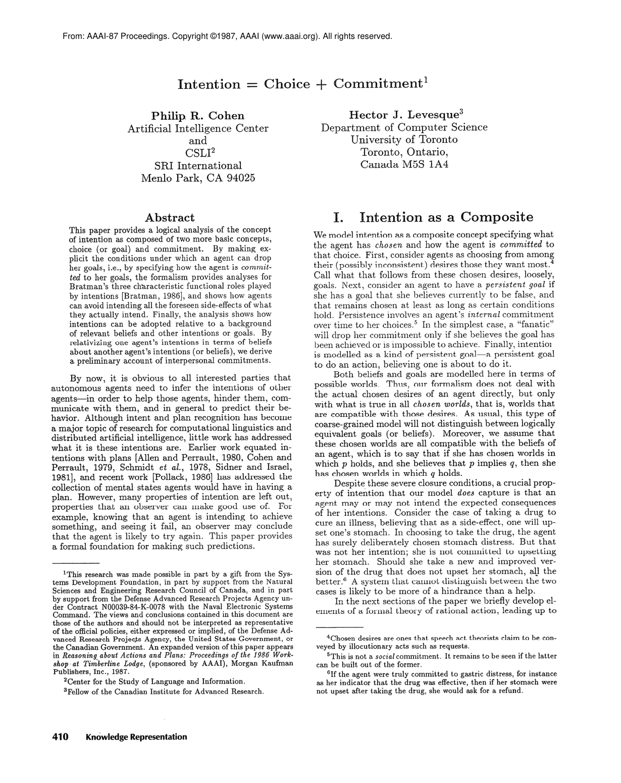 Cover for Intention = Choice + Commitment