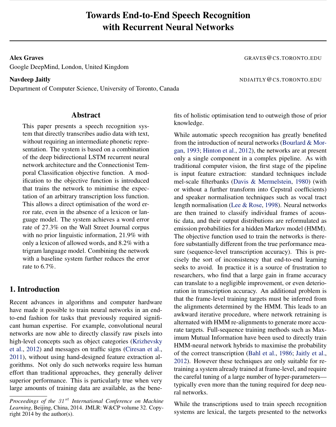 Cover for Towards End-To-End Speech Recognition with Recurrent Neural Networks