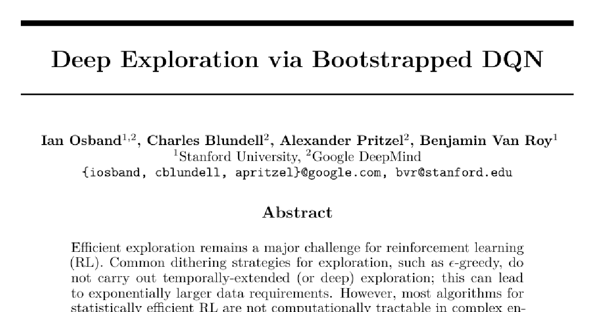Deep Exploration via Bootstrapped DQN cover