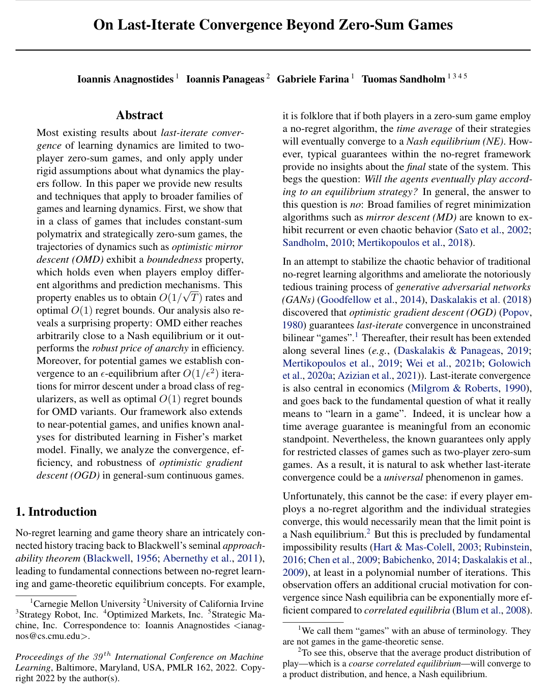 On Last-Iterate Convergence Beyond Zero-Sum Games