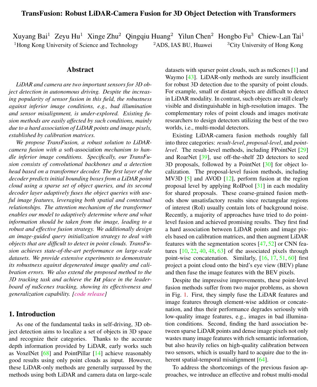 TransFusion: Robust LiDAR-Camera Fusion for 3D Object Detection with Transformers