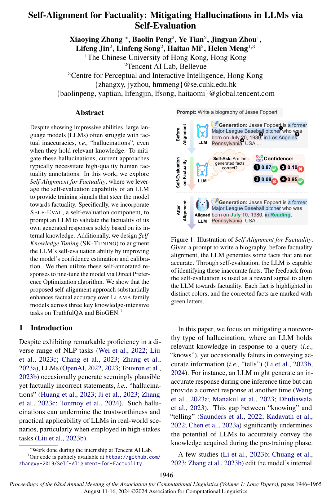 Self-Alignment for Factuality: Mitigating Hallucinations in LLMs via Self-Evaluation