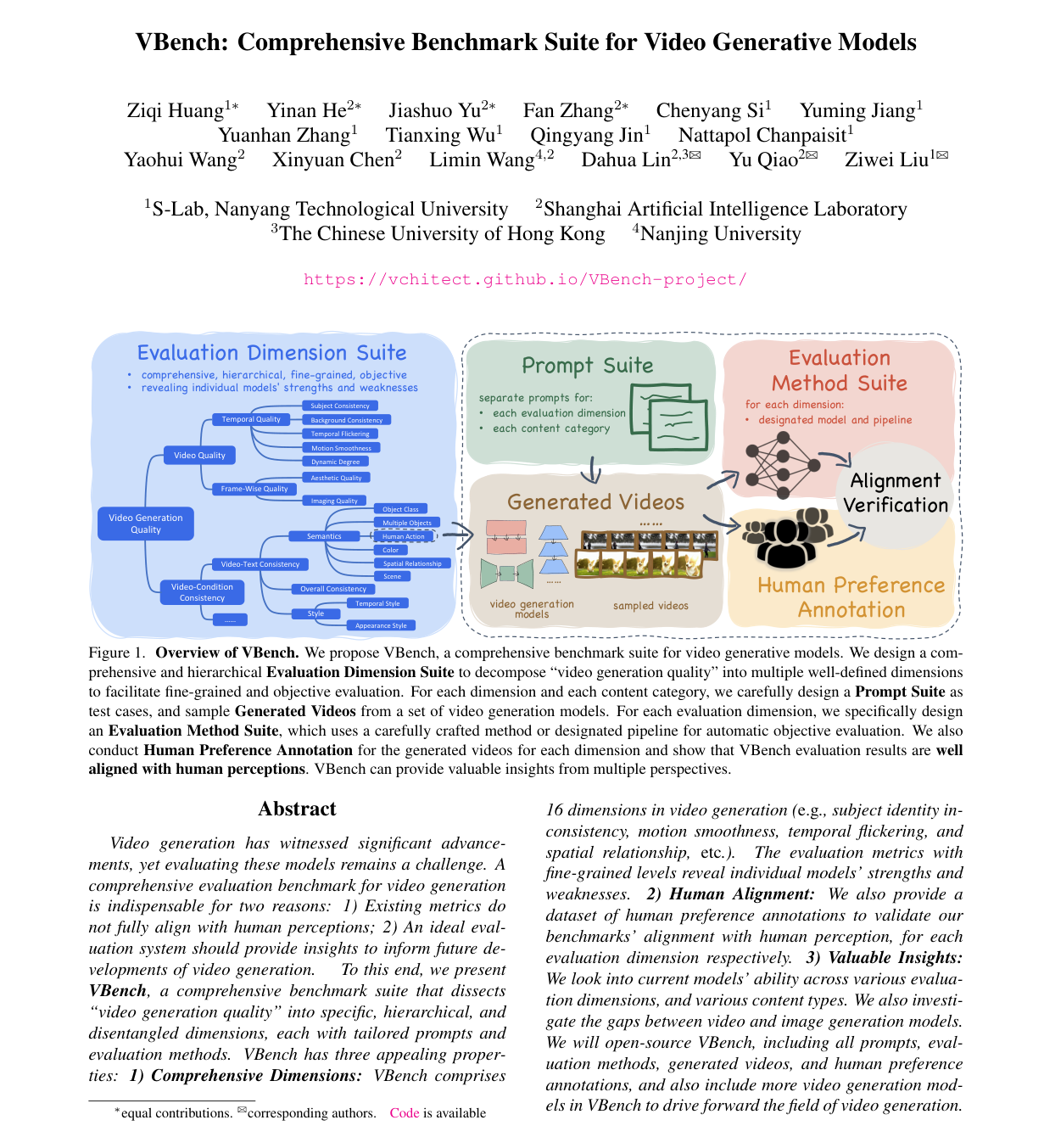 Cover for VBench: Comprehensive Benchmark Suite for Video Generative Models