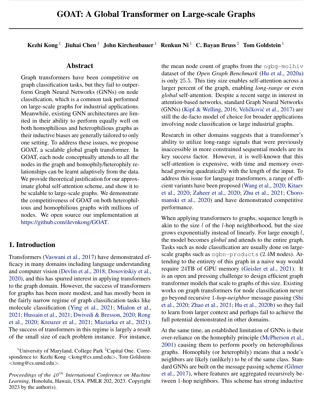 GOAT: A Global Transformer on Large-scale Graphs