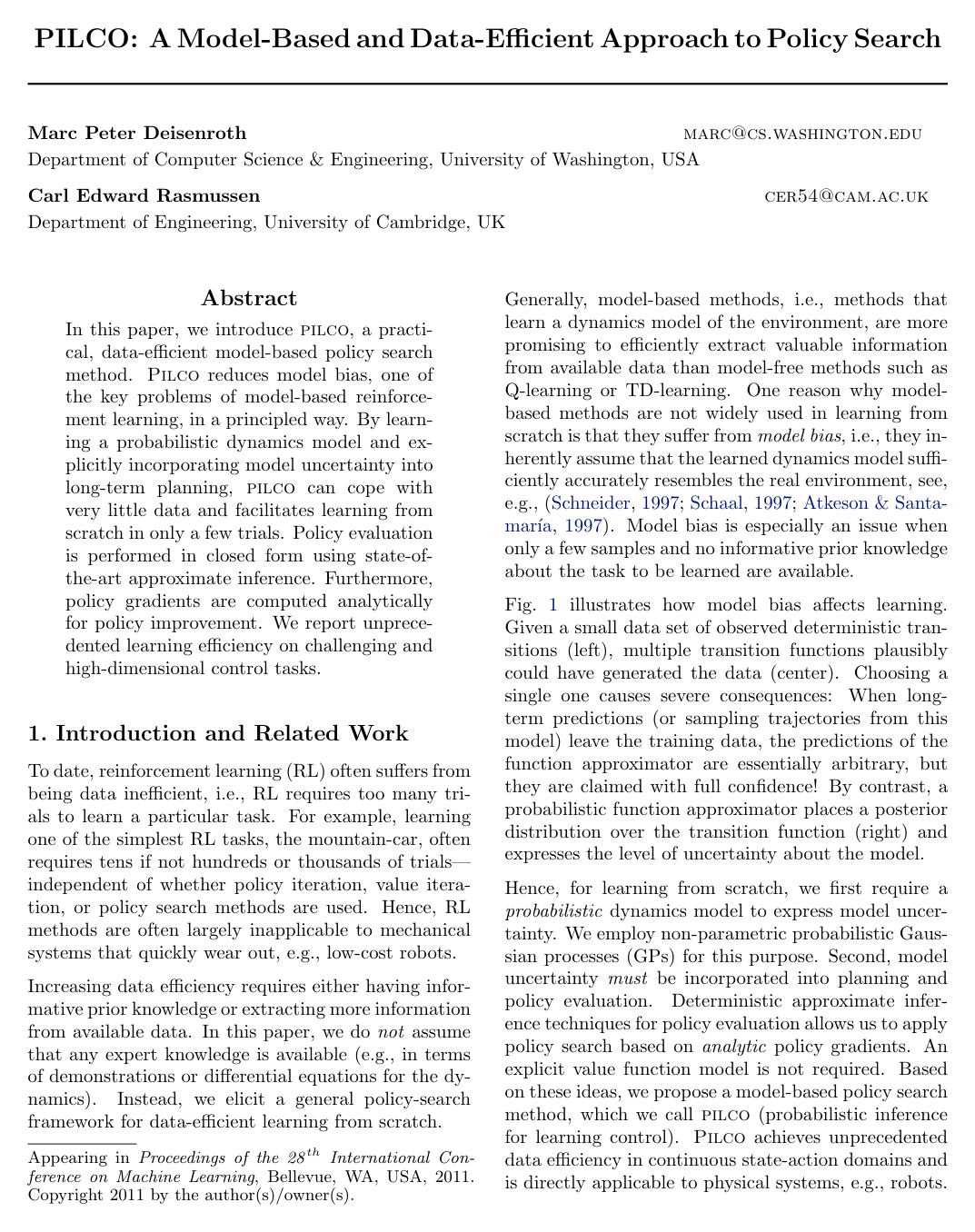 PILCO: A Model-Based and Data-Efficient Approach to Policy Search