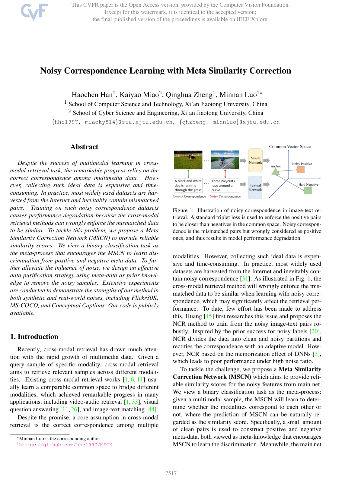 Noisy Correspondence Learning with Meta Similarity Correction