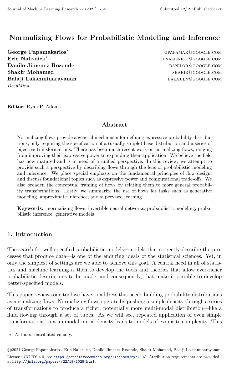 Cover for Normalizing Flows for Probabilistic Modeling and Inference