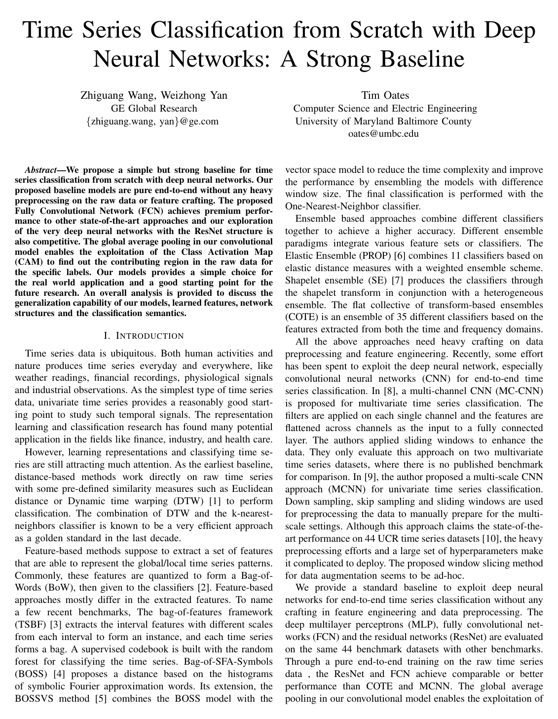 Cover for Time series classification from scratch with deep neural networks: A strong baseline