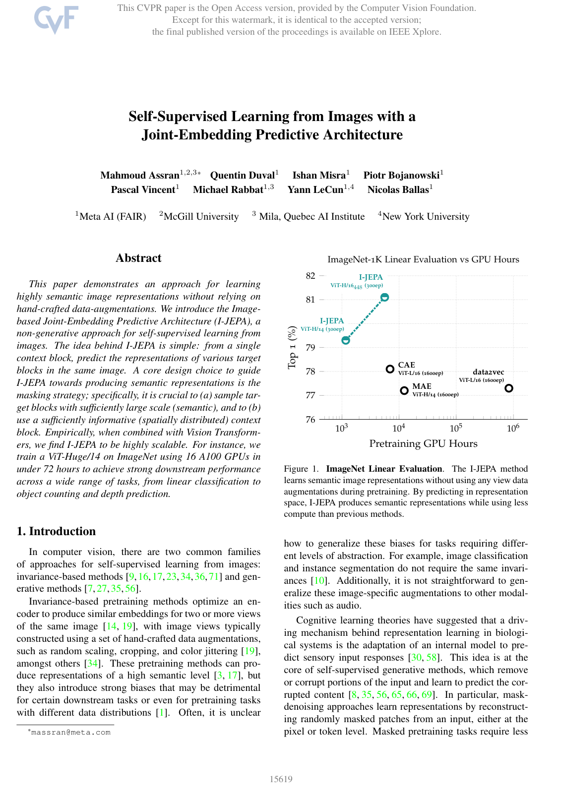 Cover for Self-Supervised Learning from Images with a Joint-Embedding Predictive Architecture