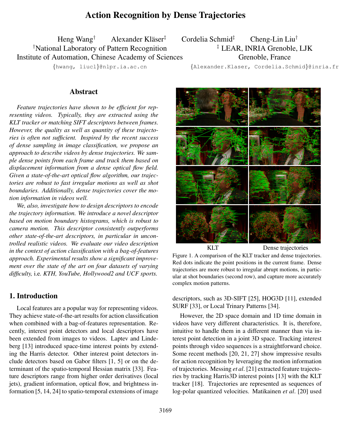 Cover for Action recognition by dense trajectories