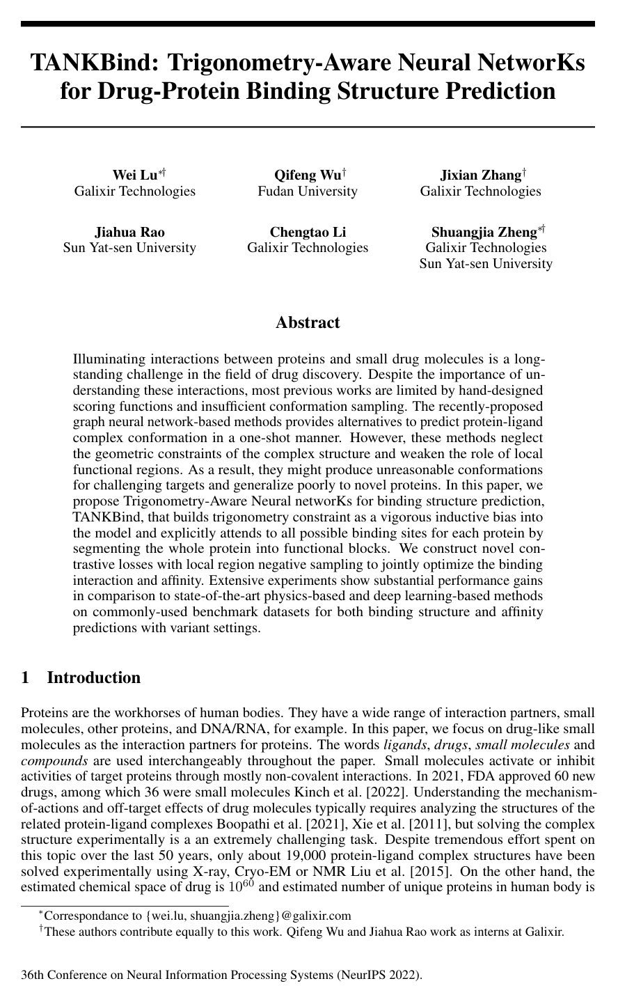 TANKBind: Trigonometry-Aware Neural NetworKs for Drug-Protein Binding Structure Prediction