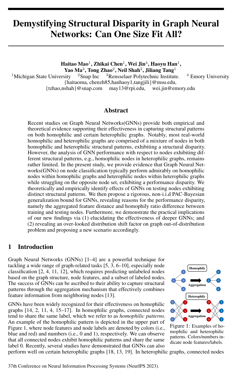 Cover for Demystifying Structural Disparity in Graph Neural Networks: Can One Size Fit All?
