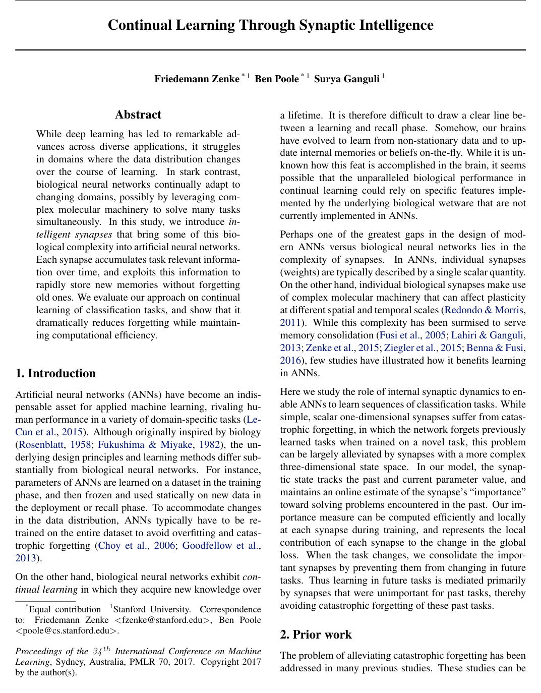 Cover for Continual Learning Through Synaptic Intelligence