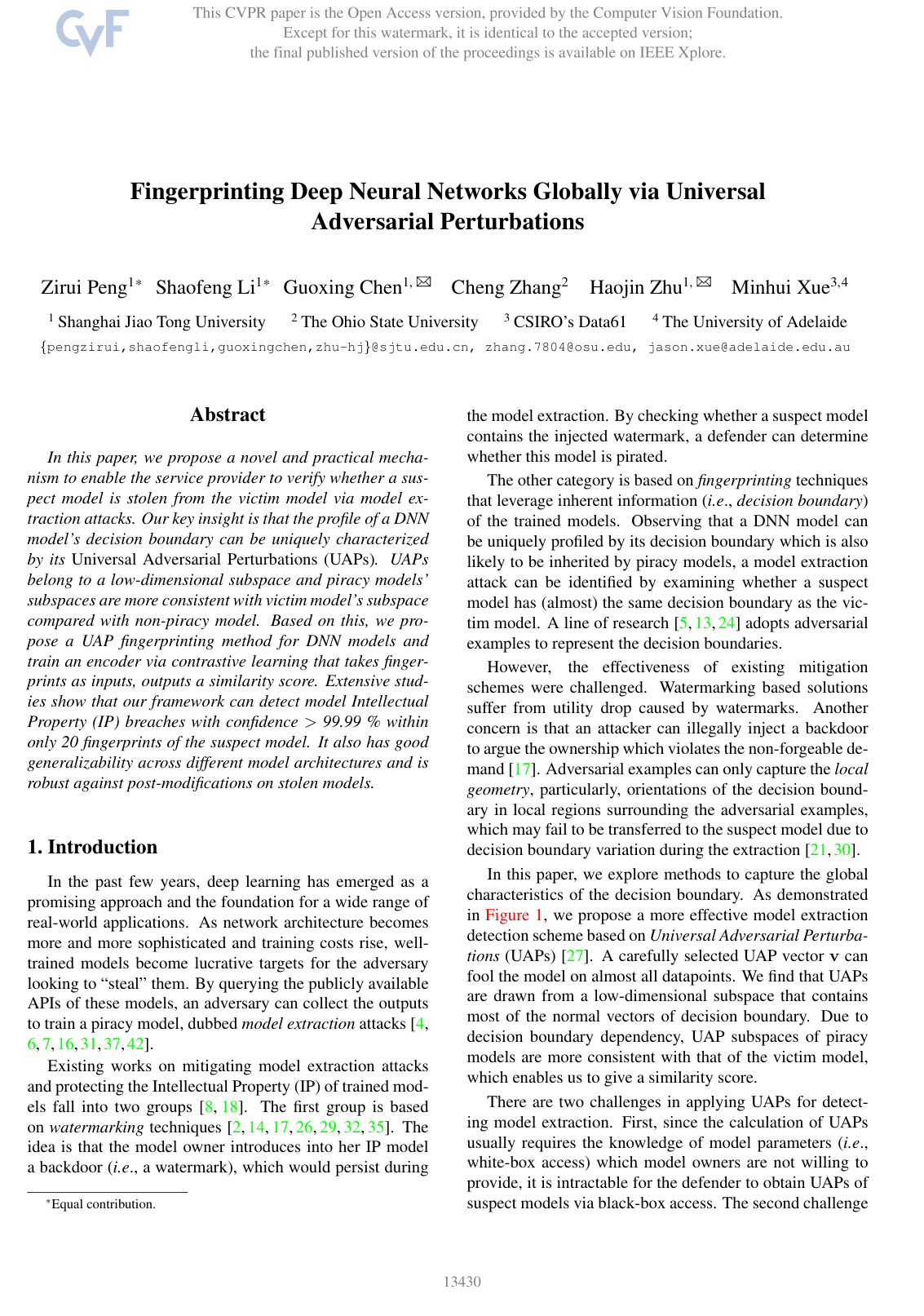 Cover for Fingerprinting Deep Neural Networks Globally via Universal Adversarial Perturbations