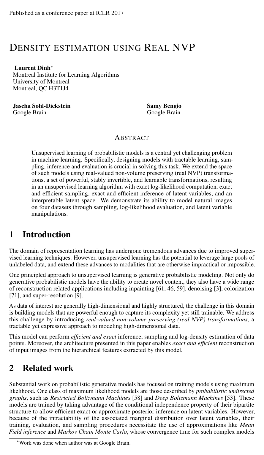 Density estimation using Real NVP