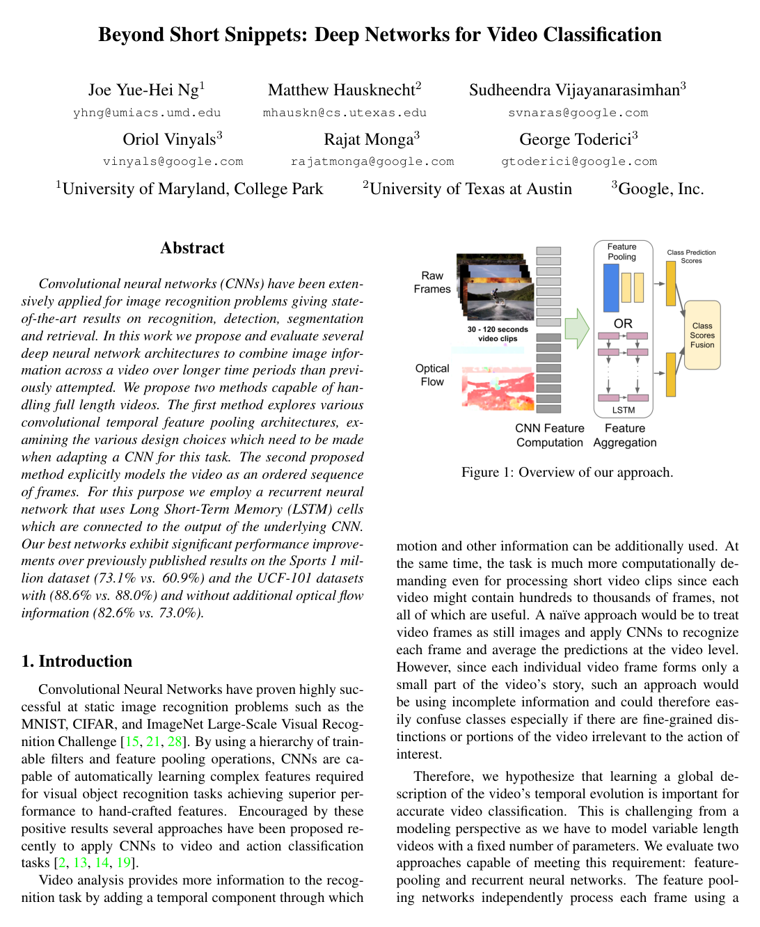Cover for Beyond short snippets: Deep networks for video classification