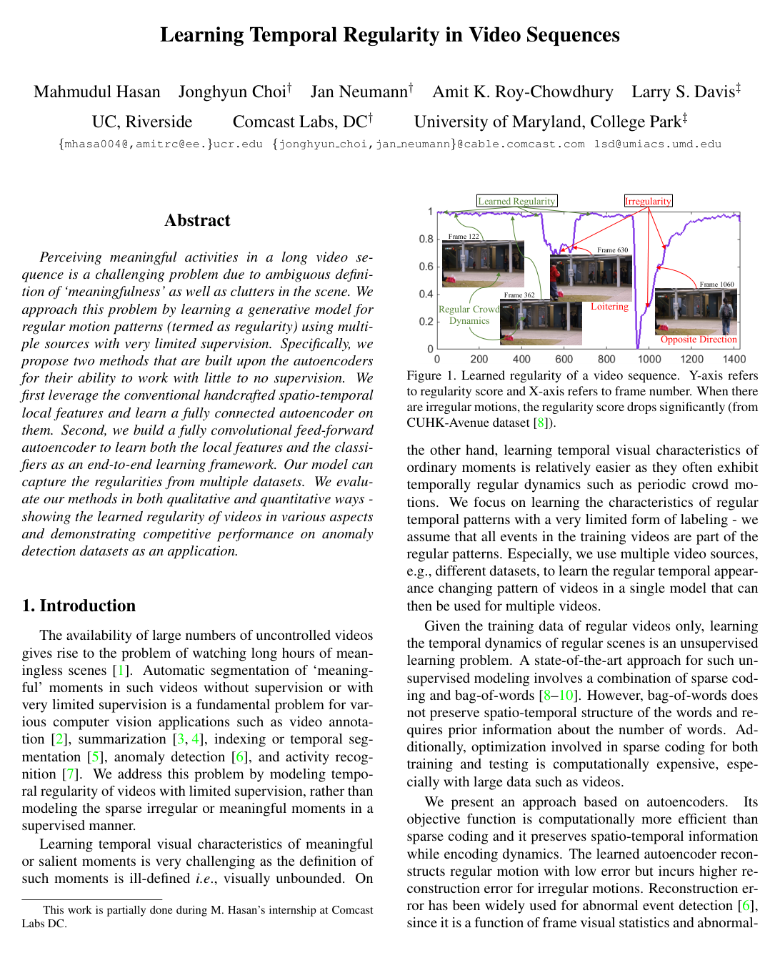Cover for Learning Temporal Regularity in Video Sequences