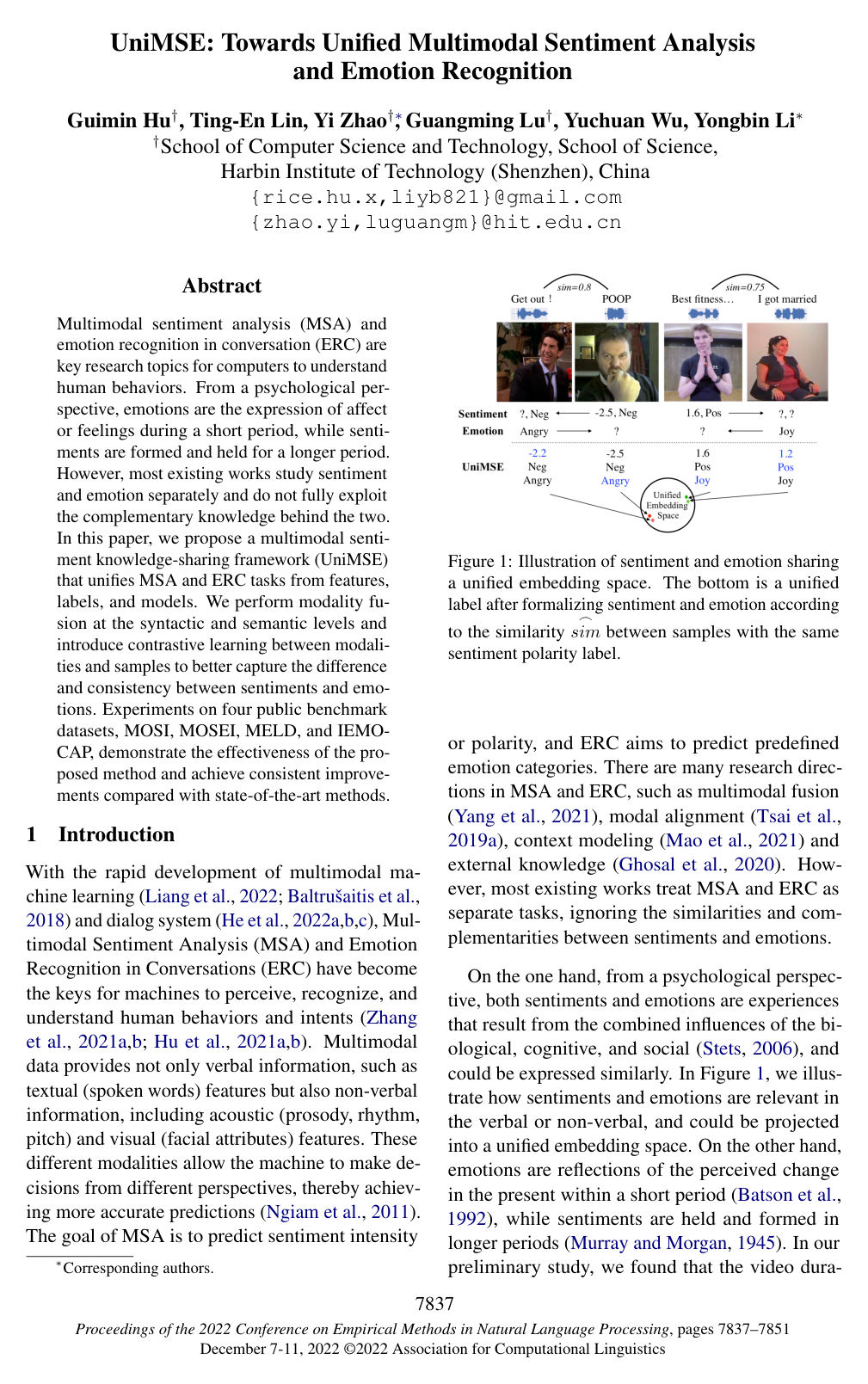 UniMSE: Towards Unified Multimodal Sentiment Analysis and Emotion Recognition