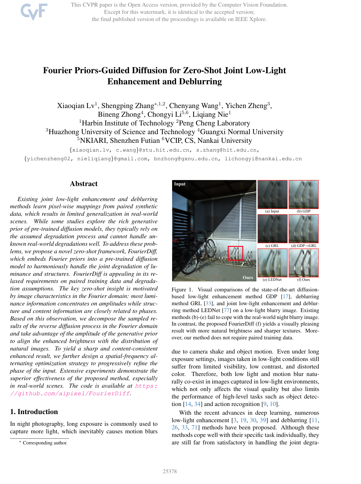 Cover for Fourier Priors-Guided Diffusion for Zero-Shot Joint Low-Light Enhancement and Deblurring