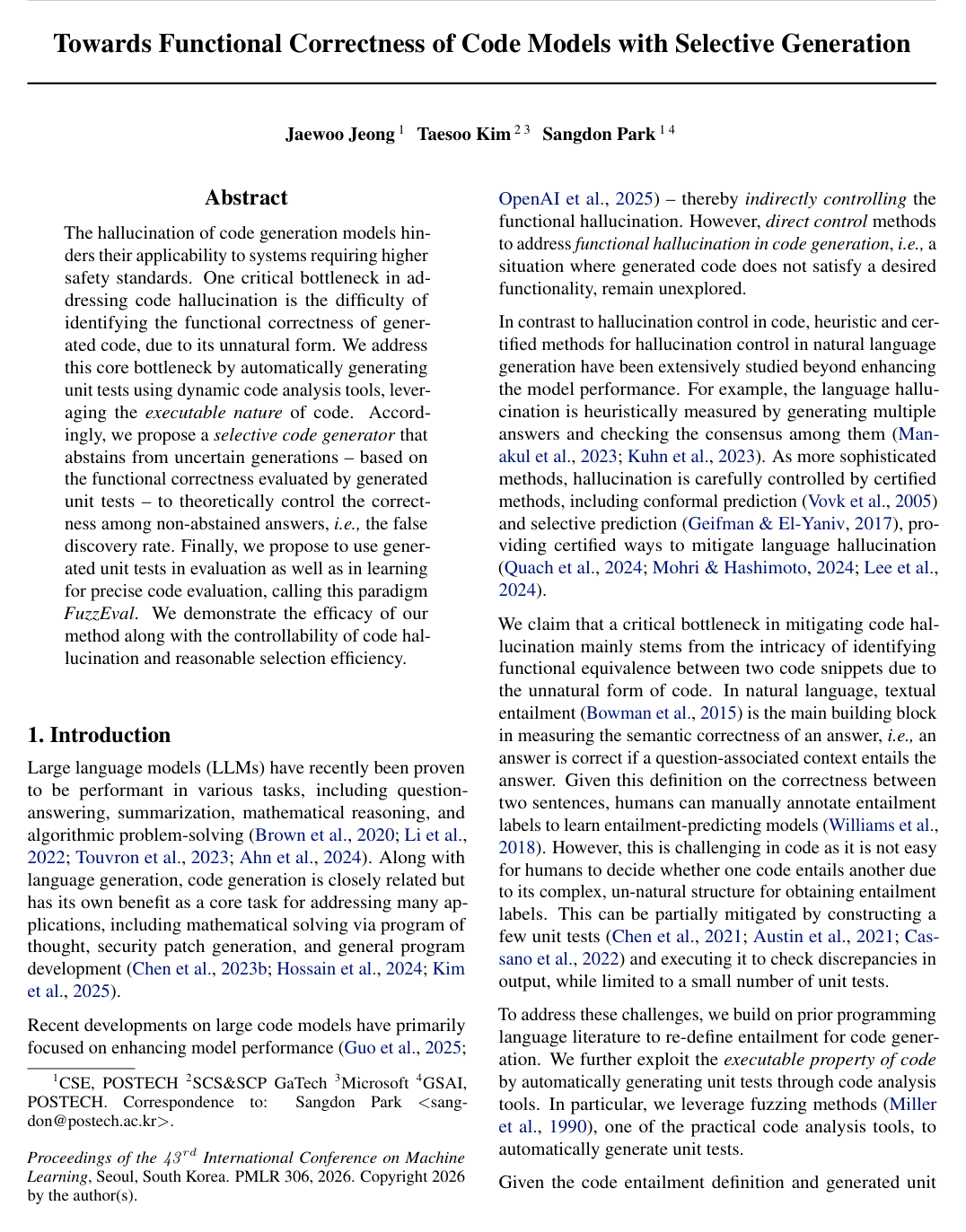 Cover for Towards Functional Correctness of Large Code Models with Selective Generation