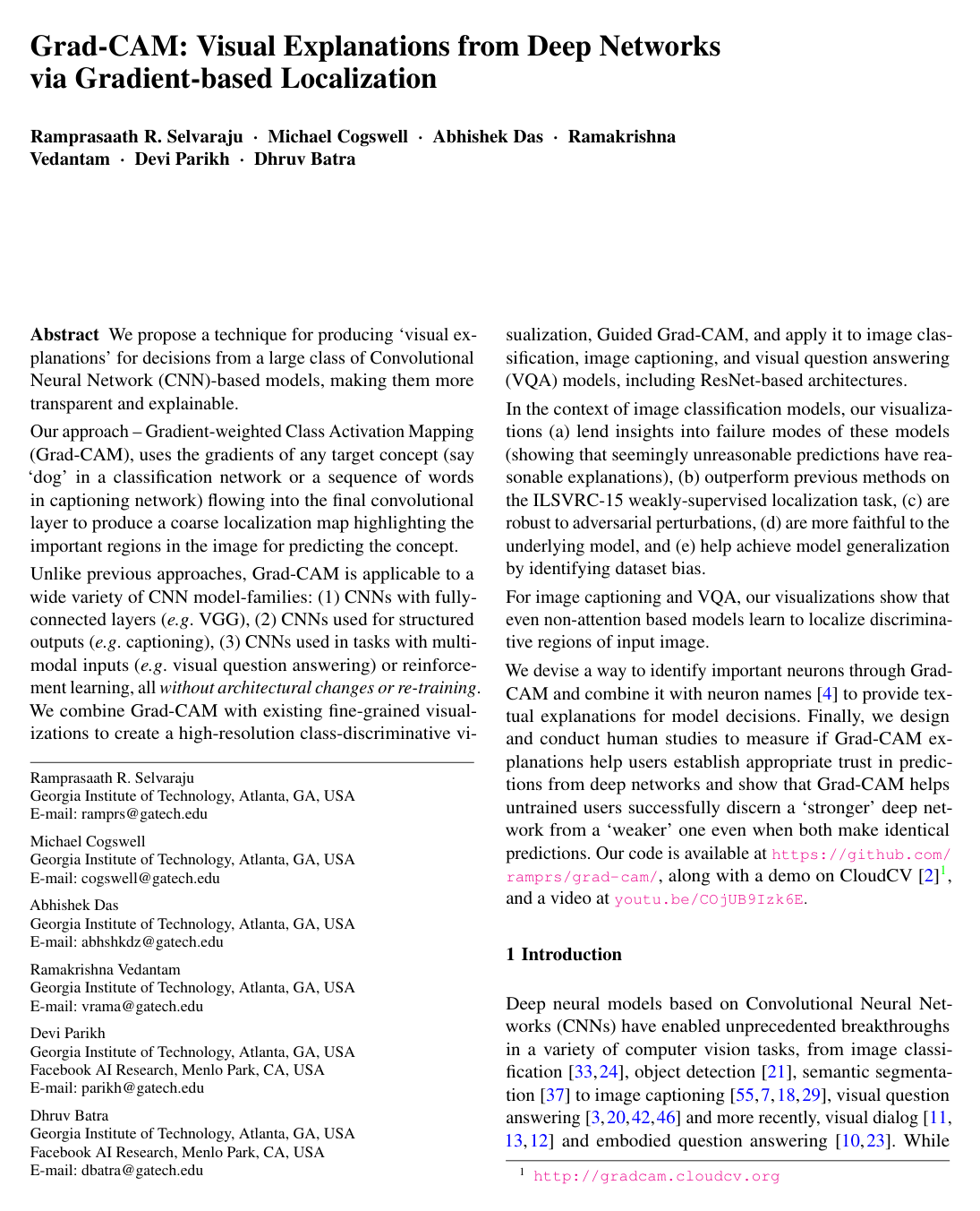 Cover for Grad-CAM: Visual Explanations from Deep Networks via Gradient-Based Localization