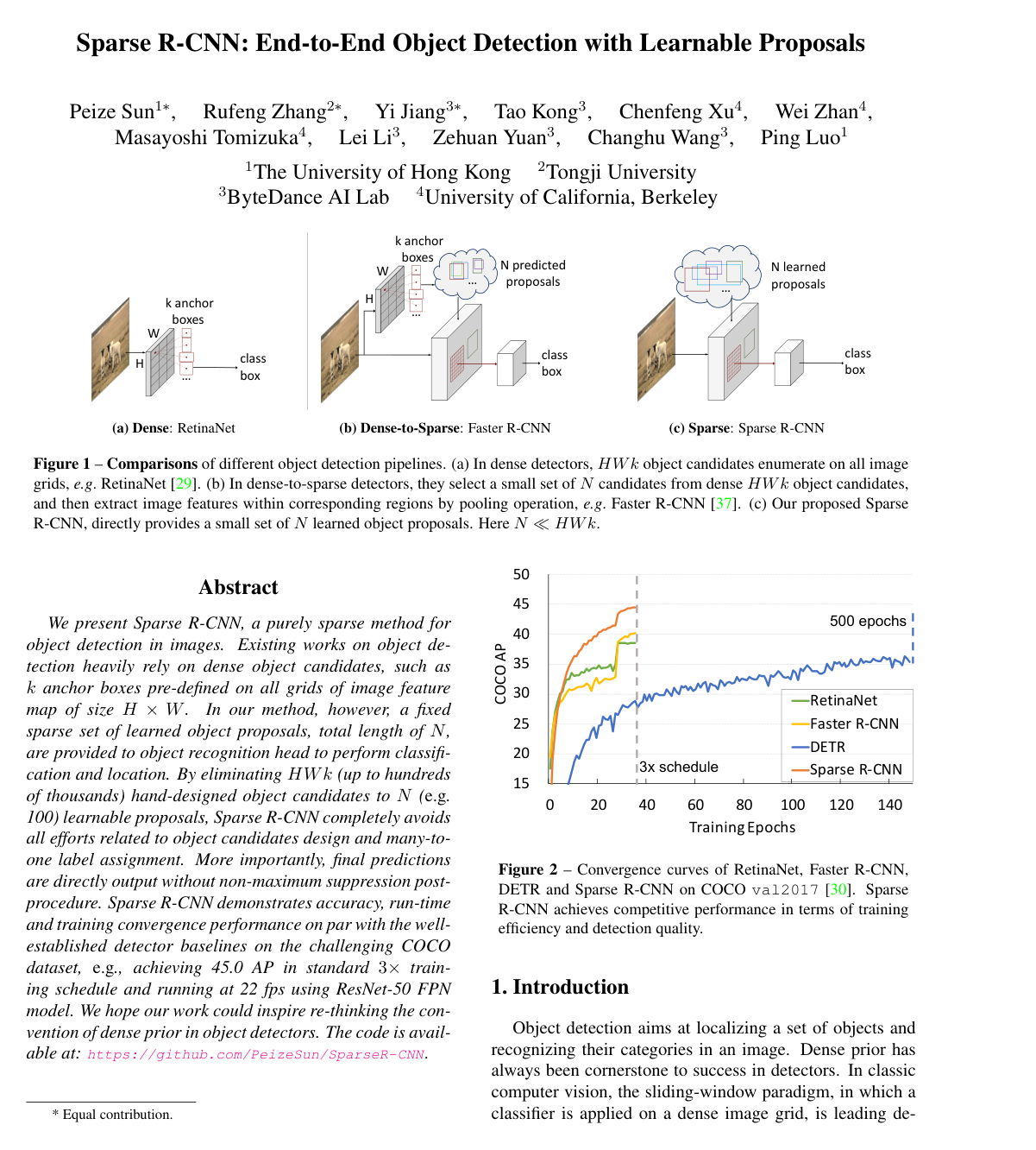Sparse R-CNN: End-to-End Object Detection with Learnable Proposals