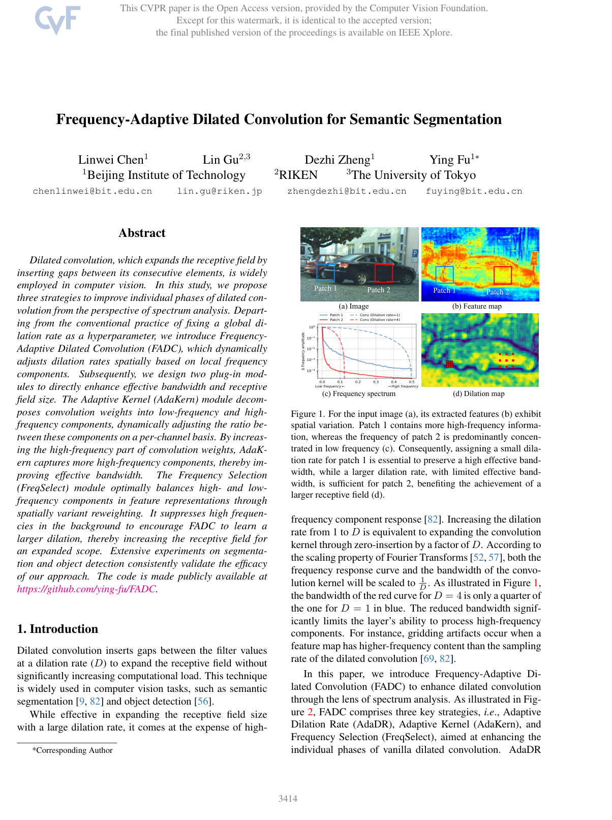 Cover for Frequency-Adaptive Dilated Convolution for Semantic Segmentation