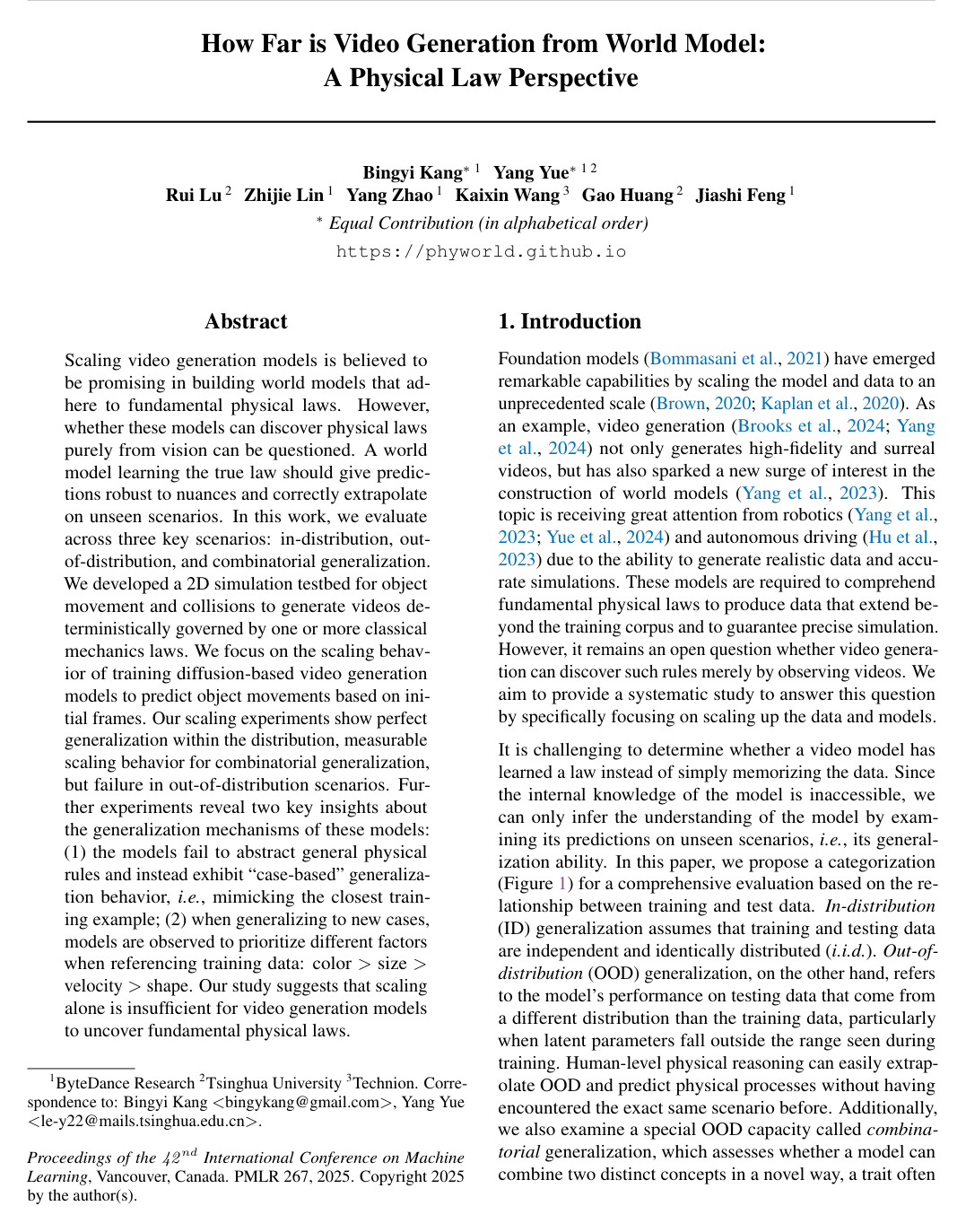 How Far Is Video Generation from World Model: A Physical Law Perspective