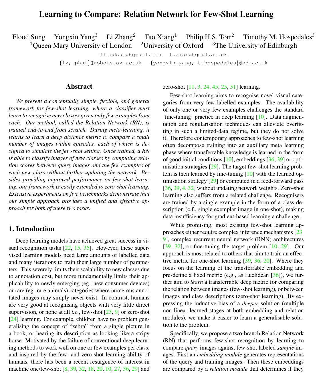Learning to Compare: Relation Network for Few-Shot Learning